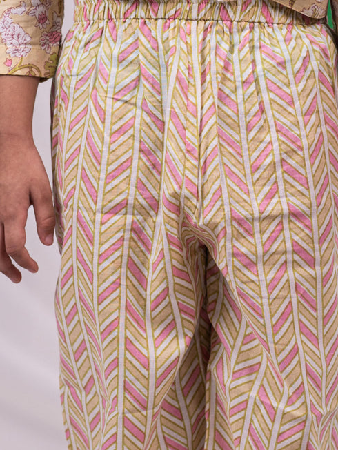 Girl's' Yellow Printed Kurta Patiala Set